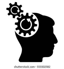 Head Cogs Rotation vector icon. Style is flat graphic symbol, black color, white background.