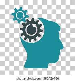 Head Cogs Rotation vector pictogram. Illustration style is a flat iconic bicolor soft blue symbol on a transparent background.