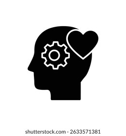 Head with Cogwheel and Heart, Symbolizing Empathy and Mind Connection