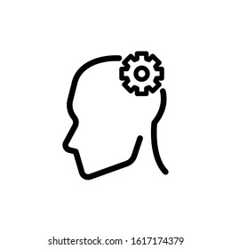 Head With Cogwheel Outline Vector Icon For SEO and Business