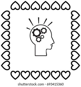 head and cogwheels vector icon