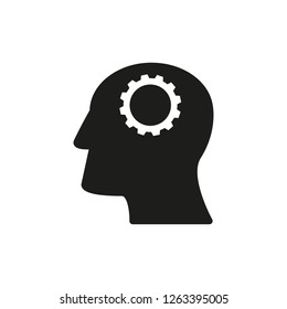 Head with Cogwheels work icons come up idea