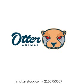 head colored otter animal logo design vector graphic symbol icon illustration creative idea