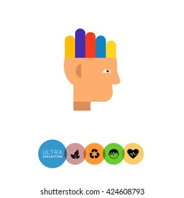 Head with Colorful Brains Icon