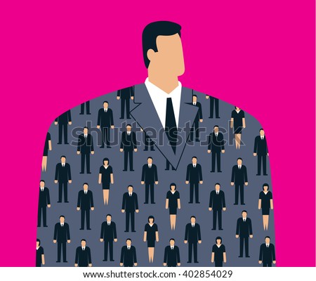 Head of company in clerked suit jacket. This illustration is for a business magazine or article about corporate culture and chairman of a company. Vector illustration.