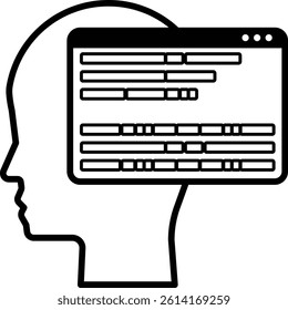 A head with a computer screen on it