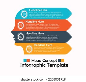head concept modern infographic template with 4 step