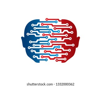 Head Connection Tech Logo Template, Icon, Symbol - Vector