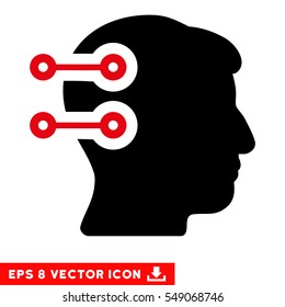Head Connectors EPS vector icon. Illustration style is flat iconic bicolor intensive red and black symbol on white background.