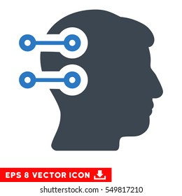 Head Connectors EPS vector pictogram. Illustration style is flat iconic bicolor smooth blue symbol on white background.