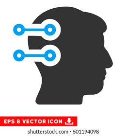Head Connectors EPS vector pictograph. Illustration style is flat iconic bicolor blue and gray symbol on white background.