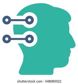 Head Connectors vector icon. Style is flat graphic bicolor symbol, cobalt and cyan colors, white background.