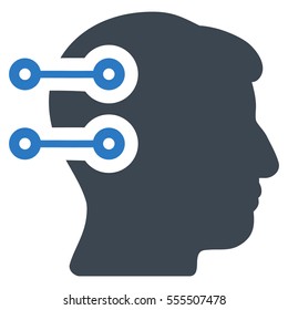 Head Connectors vector icon. Style is flat graphic bicolor symbol, smooth blue colors, white background.