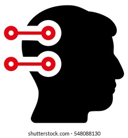 Head Connectors vector pictogram. Style is flat graphic bicolor symbol, intensive red and black colors, white background.