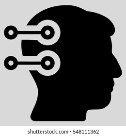 Head Connectors vector pictograph. Style is flat graphic symbol, black color, light gray background.