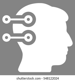 Head Connectors vector pictograph. Style is flat graphic symbol, white color, gray background.