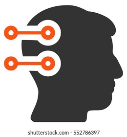 Head Connectors vector pictograph. Style is flat graphic bicolor symbol, orange and gray colors, white background.