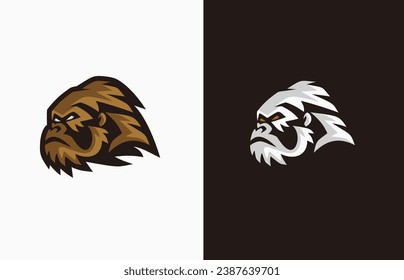 Head cool hairy gorilla sport mascot vector logo design