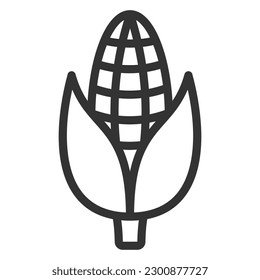 Cabeza de maíz - icono, ilustración sobre fondo blanco, estilo de contorno
