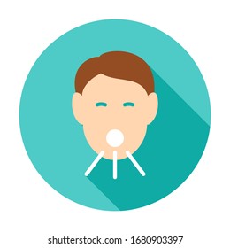 Head Cough Circle Icon. Vector Illustration with Long Shadow. Medical Item.