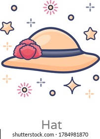 A head covering accessory, flat style of summer hat 