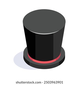 Head covering fashion item, black top hat, a stylish accessory for holiday parties