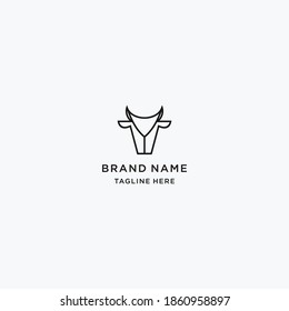 head cow abstract logo  line art vector design template  download