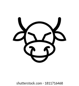 The head of a cow or bull. Simple outline icon. Vector isolated on a white background.