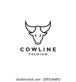 head cow line simple livestock logo design