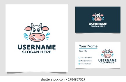 Head Of Cow Milk Logo Cartoon And Business Card