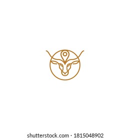 Head Cow Pin Map logo icon template design Vector illustration
