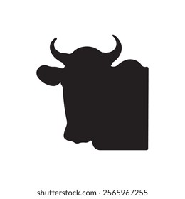 Head cow silhouette flat symbol vector design illustration, wildlife animal silhouette vector design illustration. 