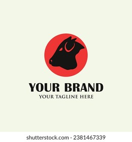 Head cow simple logo vector