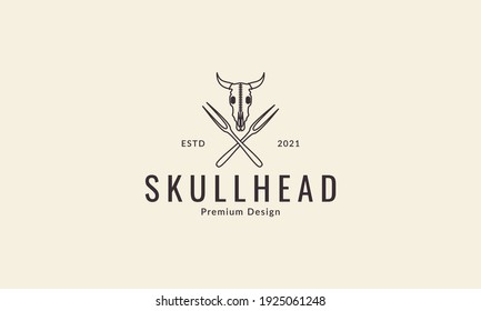 head cow skull grill logo design vector icon symbol illustration