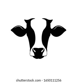 Head of a cow, Vector illustration of a cow black and white