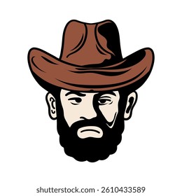 head cowboy illustration for mascot, logo, template design, etc