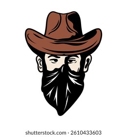 head cowboy illustration for mascot, logo, template design, etc