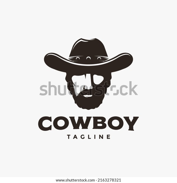 Head Cowboy Logo Mascot Bearded Cowboy Stock Vector (Royalty Free ...