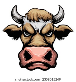 A head cow,tan and white color, illustration