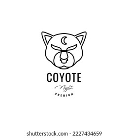 head coyote forest night logo design vector