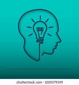 Head creating a new idea, imagination and success, icon vector