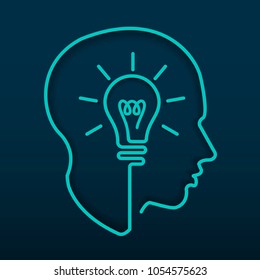 Head creating a new idea, imagination and success, icon vector