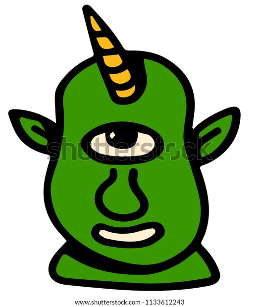 Head Creature One Eye Horn On Stock Vector (Royalty Free) 1133612243