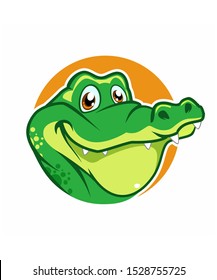 head crocodile cartoon in vector