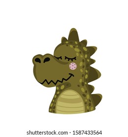 The head of a crocodile isolated on a white background. Cute animal. Vector illustration