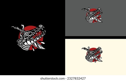 diseño de mascota de cocodrilos y vectores de cuchillos