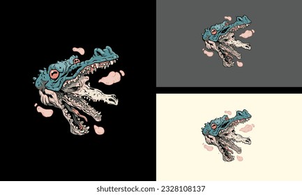 head crocodile zombie vector mascot design