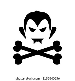 Head and Crossbones Icon Black on White Background