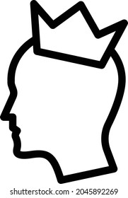 head crown vector thin line icon