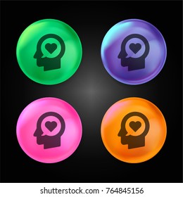 Head crystal ball design icon in green - blue - pink and orange.